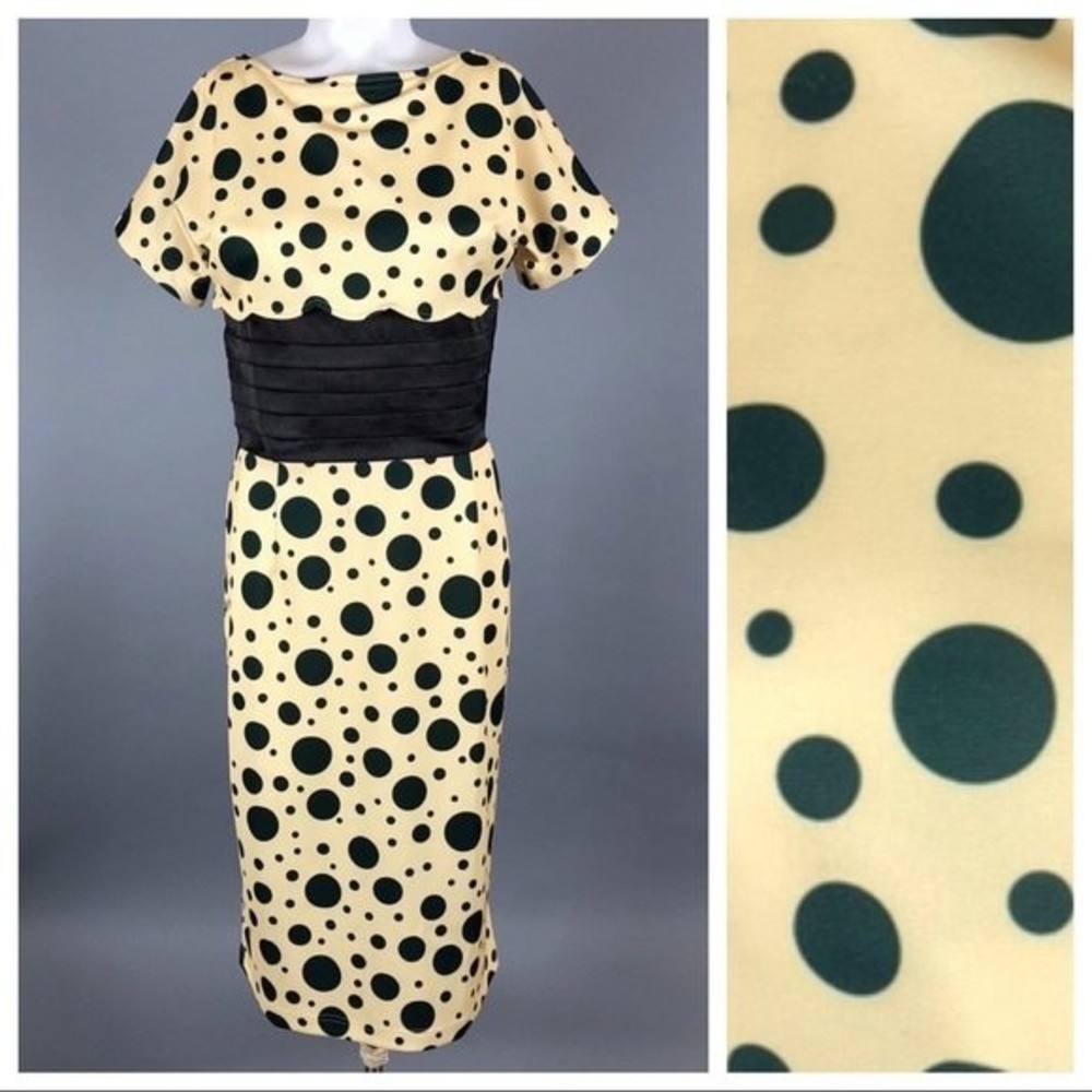 Tatyana – Bettie Page Spotty Pin Up Wiggle Midi Pencil Dress Size L - Picture 10 of 10